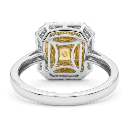 14K 1.33ct Radiant Cut Yellow Diamond 0.51cttw Yellow & White Diamonds Ring