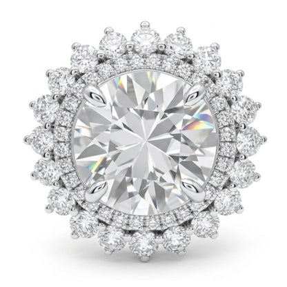 14K 5.41ct Oval White Zircon 1.11cttw VS White Diamonds Ring