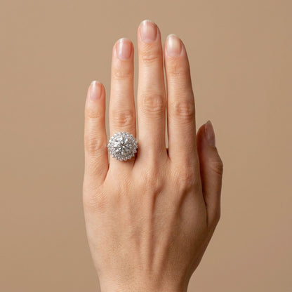 14K 5.41ct Oval White Zircon 1.11cttw VS White Diamonds Ring