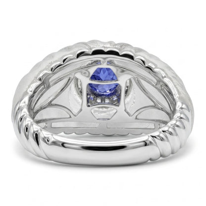 14K 1.29ct Round Tanzanite 16.94ct Fancy Cut Quartz 0.22cttw White Diamonds Ring
