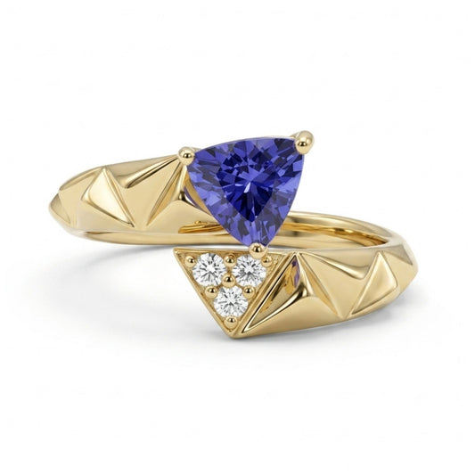 14K 0.78ct Trilliant Tanzanite 0.07cttw White Diamonds Ring