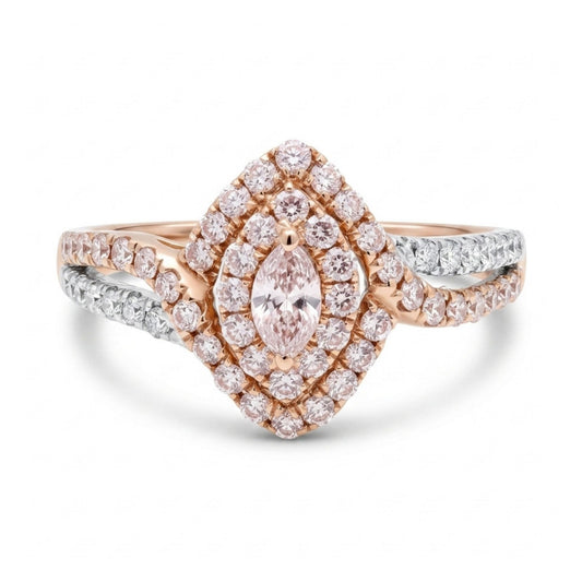 18K 0.08ct Marquise Pink Diamond 0.45cttw Pink & White Diamonds Ring