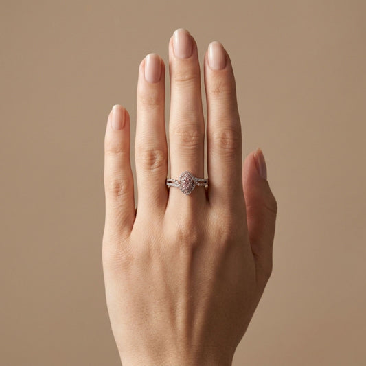 18K 0.08ct Marquise Pink Diamond 0.45cttw Pink & White Diamonds Ring