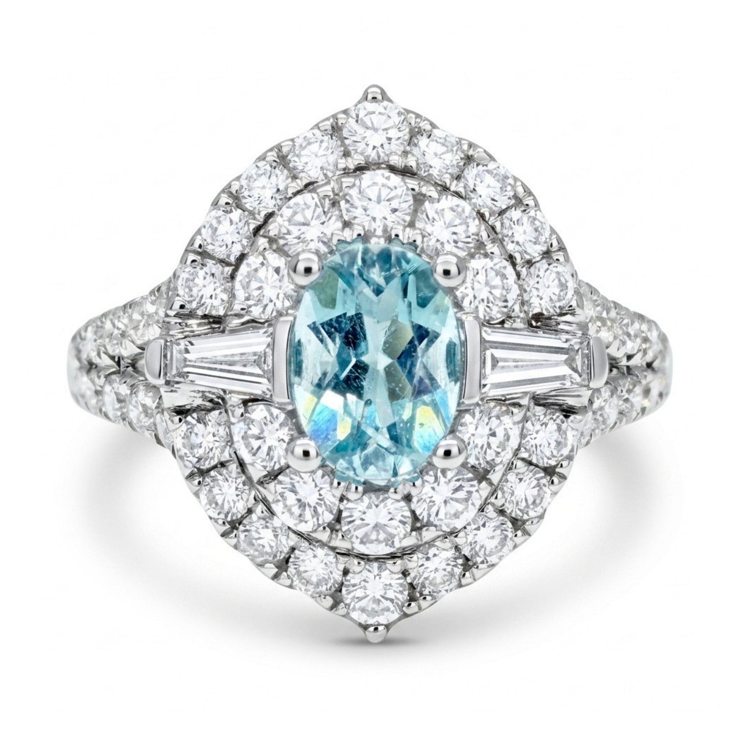 18K 0.57ct Oval Paraiba 1.03cttw White Diamonds Ring