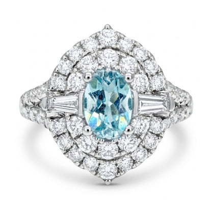 18K 0.57ct Oval Paraiba 1.03cttw White Diamonds Ring