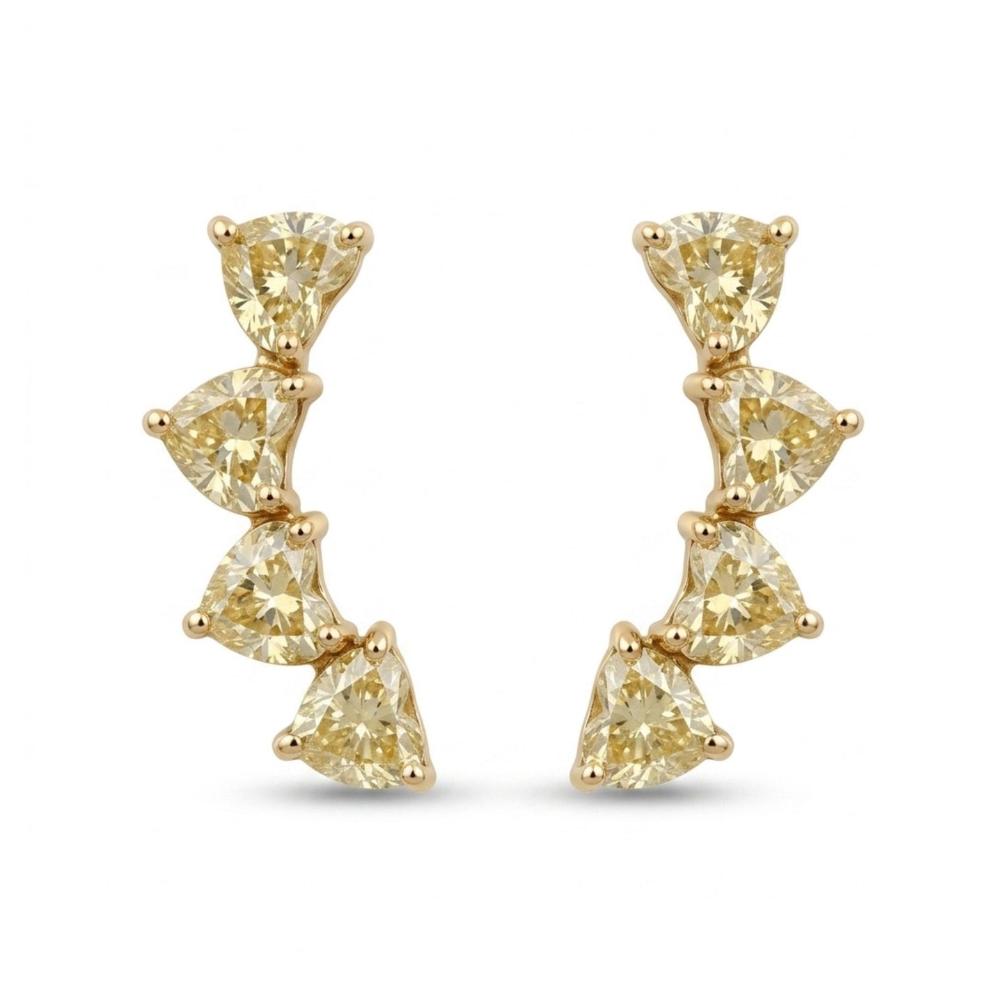 18K 1.78cttw Heart Shape Yellow Diamond Stud Earrings