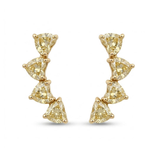 18K 1.78cttw Heart Shape Yellow Diamond Stud Earrings