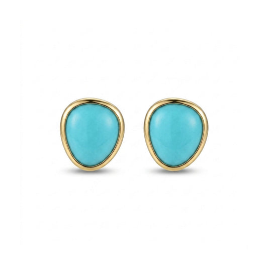 14K 0.86cttw Free Form Sleeping Beauty Turquoise Stud Earrings