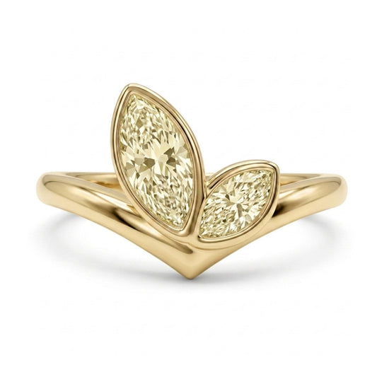 14K 0.45cttw Marquise VS Yellow Diamond Ring