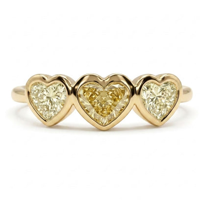 14K 0.63ct Heart Shape VS Fancy Yellow Diamond 0.65cttw Heart Shape VS Light Yellow Diamond Ring