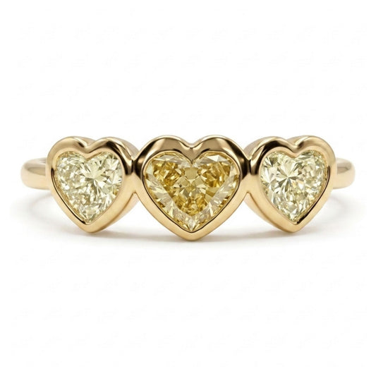 14K 0.63ct Heart Shape VS Fancy Yellow Diamond 0.65cttw Heart Shape VS Light Yellow Diamond Ring