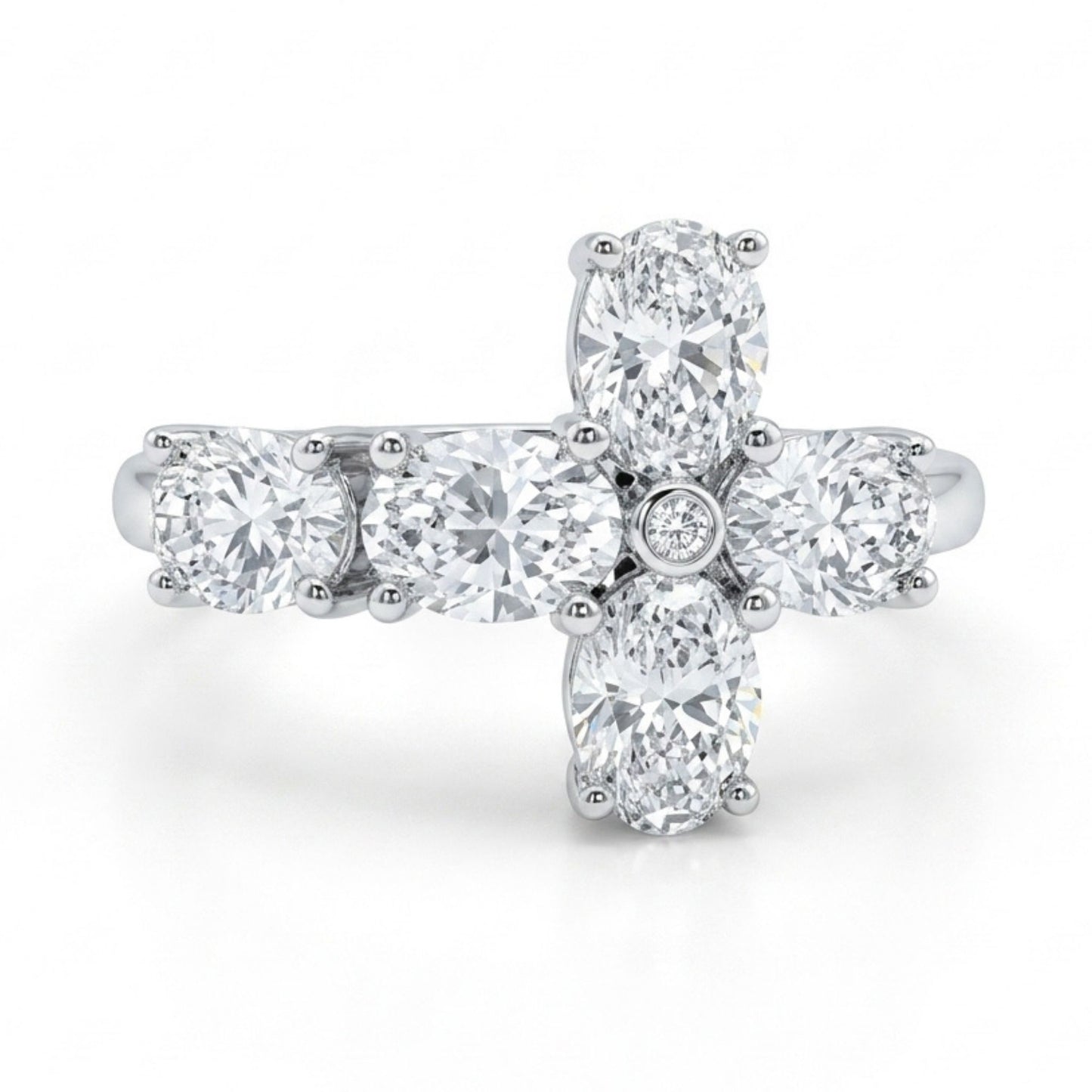 14K 1.54cttw VS White Diamond Cross Ring