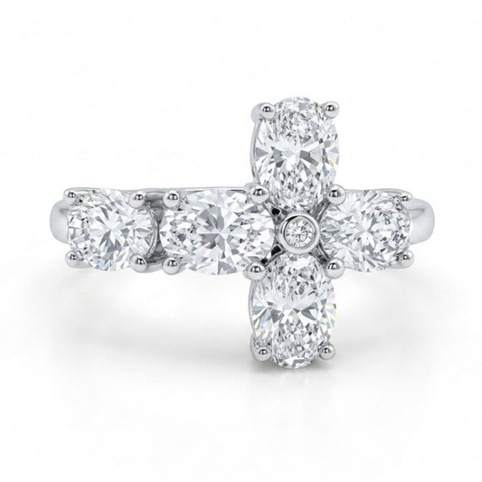 14K 1.54cttw VS White Diamond Cross Ring