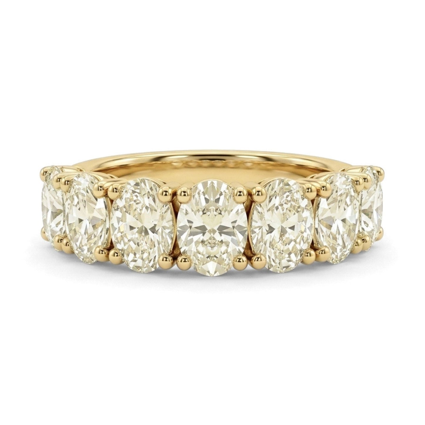 14K 2.16cttw Oval VS Yellow Diamond 7 Stone Band Ring