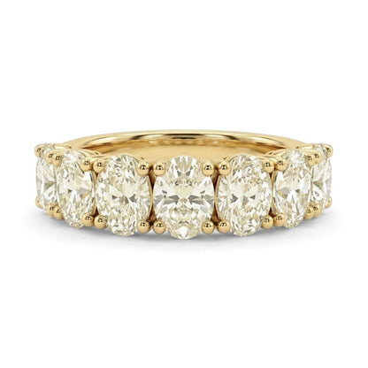 14K 2.16cttw Oval VS Yellow Diamond 7 Stone Band Ring
