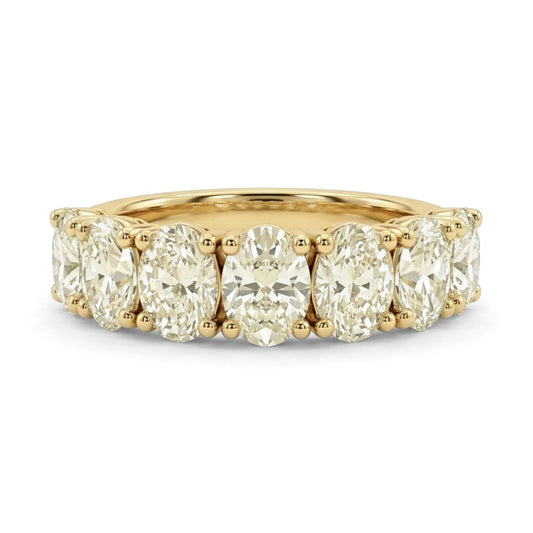 14K 2.16cttw Oval VS Yellow Diamond 7 Stone Band Ring