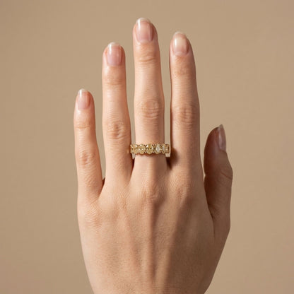 14K 2.16cttw Oval VS Yellow Diamond 7 Stone Band Ring