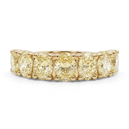 14K 2.16cttw Oval VS Yellow Diamond 7 Stone Band Ring