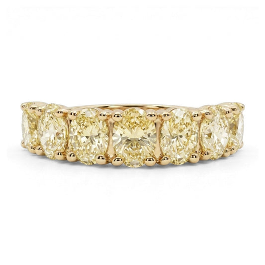 14K 2.16cttw Oval VS Yellow Diamond 7 Stone Band Ring