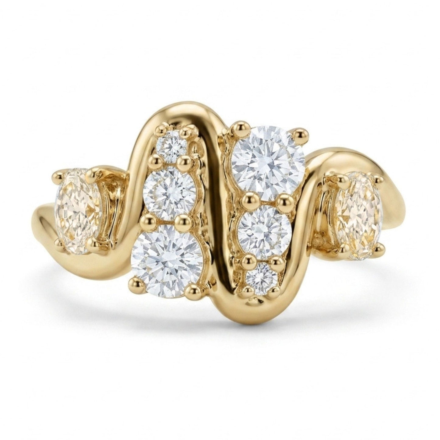 14K 0.37cttw Oval VS Yellow Diamond 0.65cttw VS White Diamonds Ring