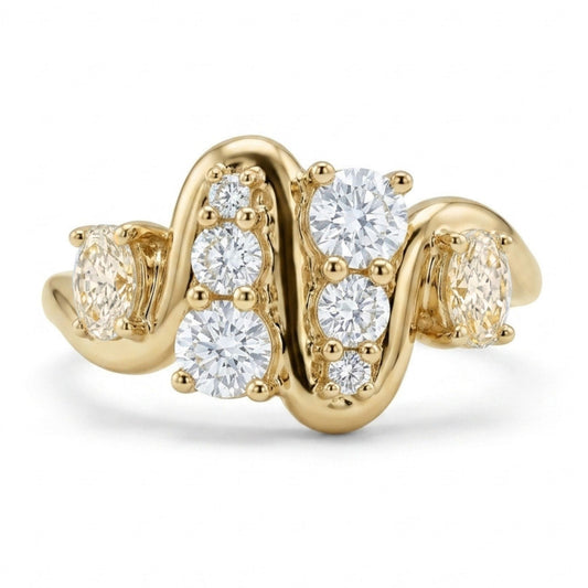 14K 0.37cttw Oval VS Yellow Diamond 0.65cttw VS White Diamonds Ring