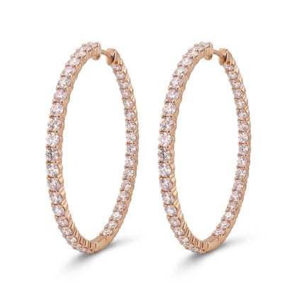 14K 2.94cttw Round Pink Diamond Inside Out Hoop Earrings