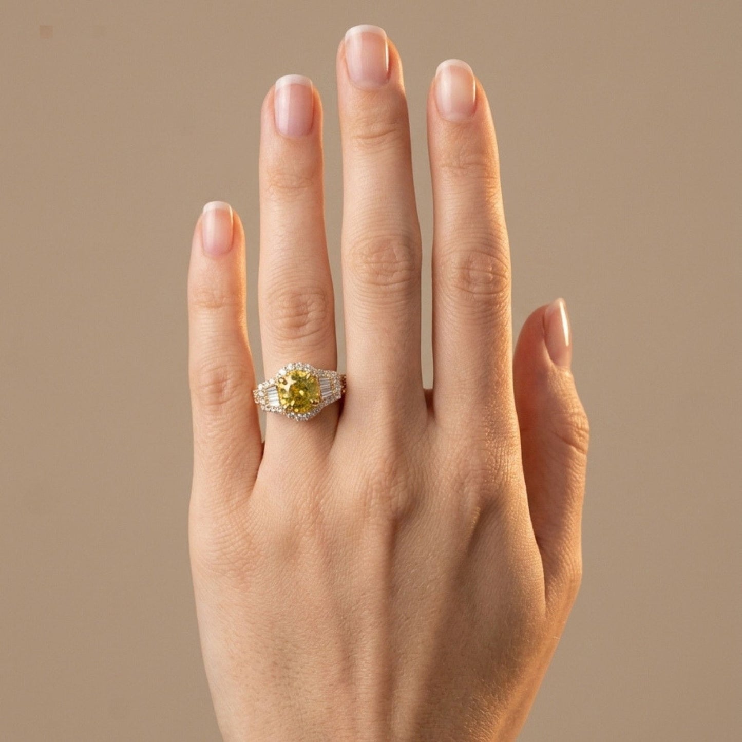 18K 2.08ct Round Yellow Sapphire 0.79cttw White Diamonds Ring