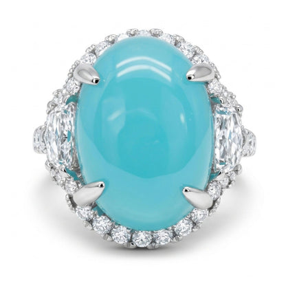 18K 8.20ct Oval Congo Smithsonite 1.13cttw White Diamonds Ring