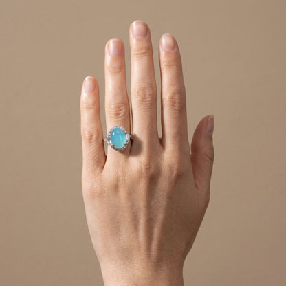18K 8.20ct Oval Congo Smithsonite 1.13cttw White Diamonds Ring