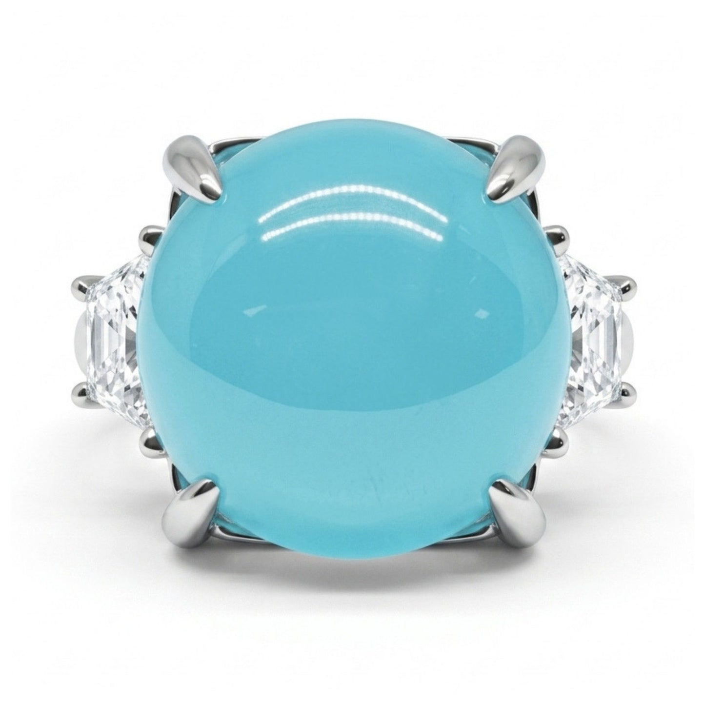 18K 18.40ct Round Congo Smithsonite 0.88cttw White Diamonds Ring