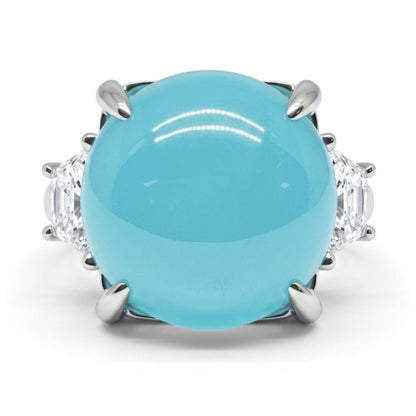 18K 18.40ct Round Congo Smithsonite 0.88cttw White Diamonds Ring