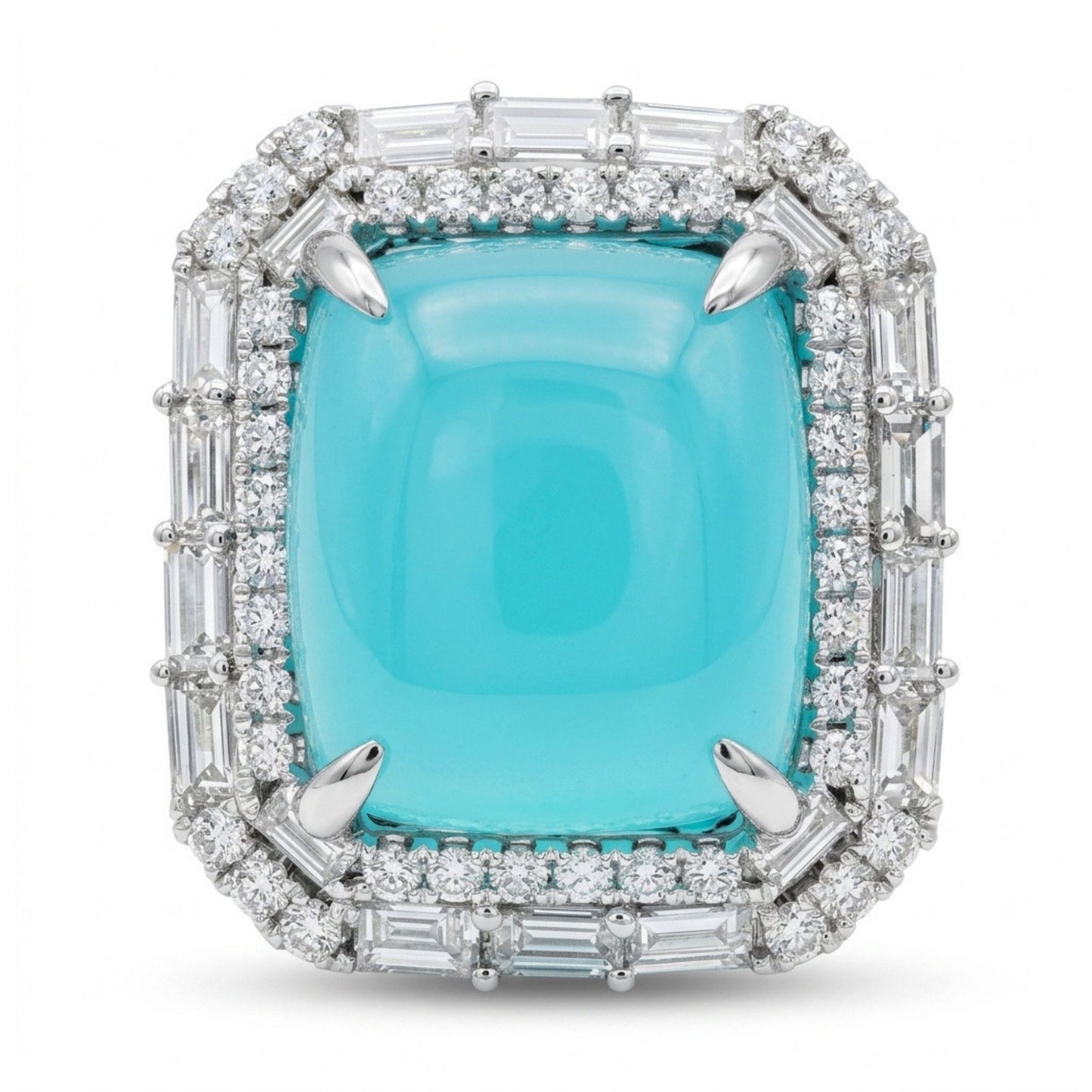 18K 21.35ct Cushion Congo Smithsonite 3.42cttw White Diamonds Ring