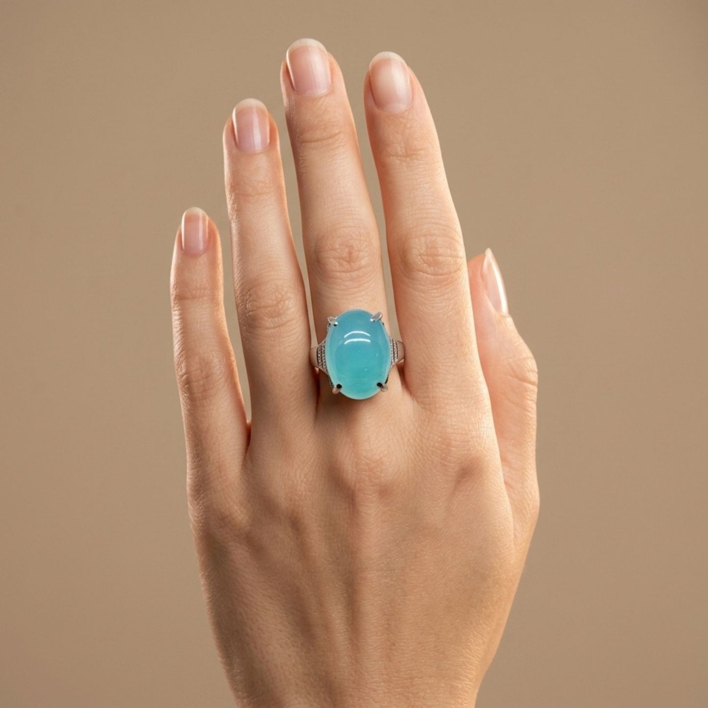 14K 17.40ct Oval Congo Smithsonite 0.22cttw VS White Diamonds Ring