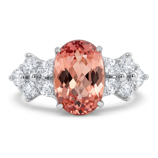 Platinum 1.88ct Oval Imperial Topaz 0.60cttw White Diamonds Ring