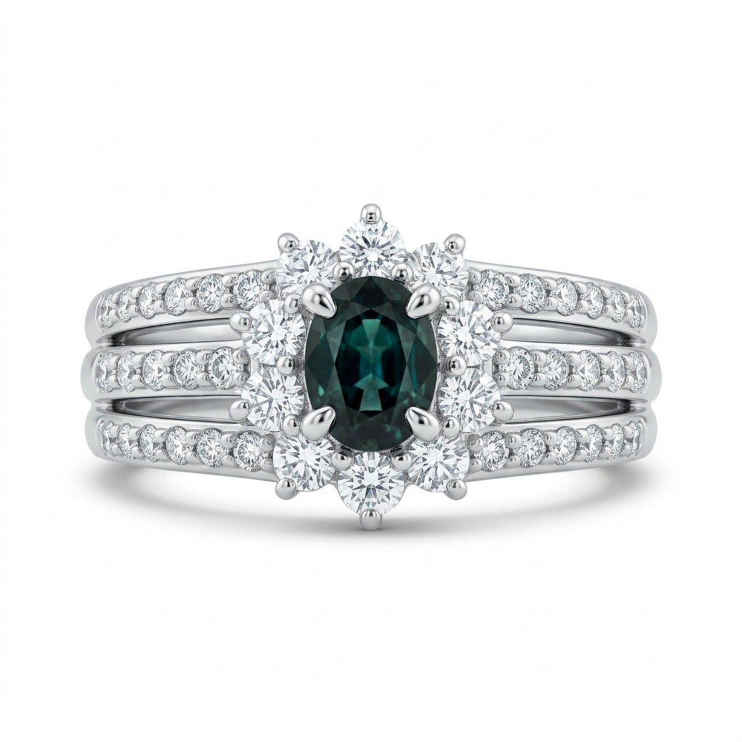 Platinum 0.40ct Oval Private Collection Brazilian Alexandrite 0.46cttw White Diamonds Ring