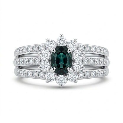 Platinum 0.40ct Oval Private Collection Brazilian Alexandrite 0.46cttw White Diamonds Ring