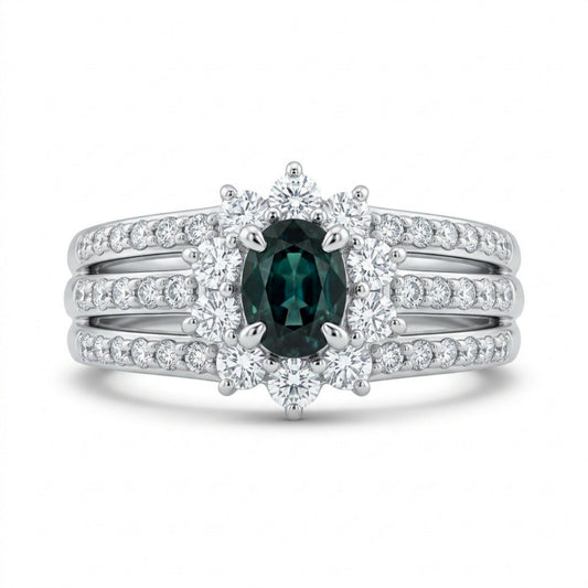 Platinum 0.40ct Oval Private Collection Brazilian Alexandrite 0.46cttw White Diamonds Ring