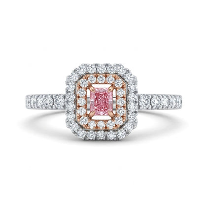 Platinum & 18K 0.15cttw Cushion Pink Diamond 0.37cttw White Diamonds Ring