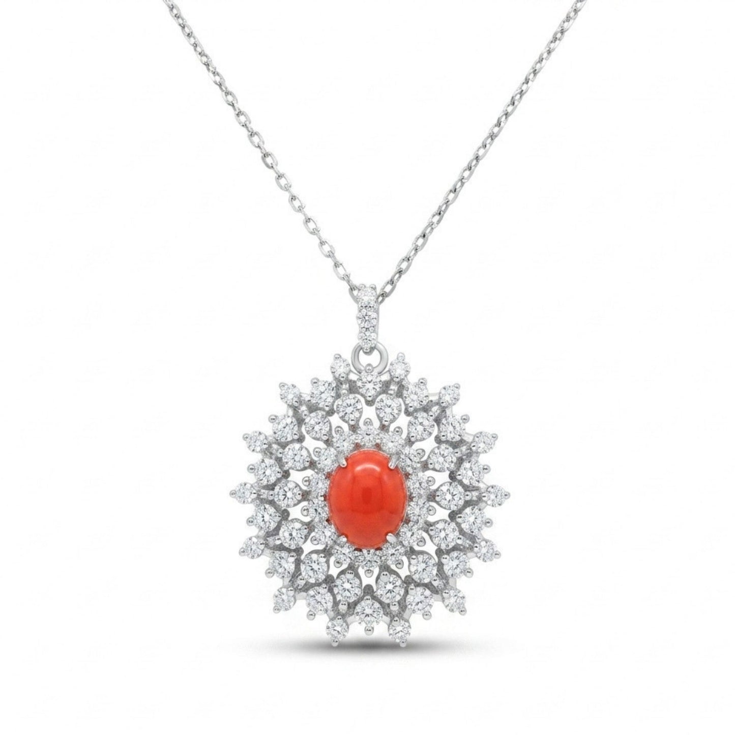 Platinum 0.67ct Oval Conch Pearl 0.66cttw White Diamonds Necklace
