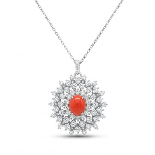 Platinum 0.67ct Oval Conch Pearl 0.66cttw White Diamonds Necklace