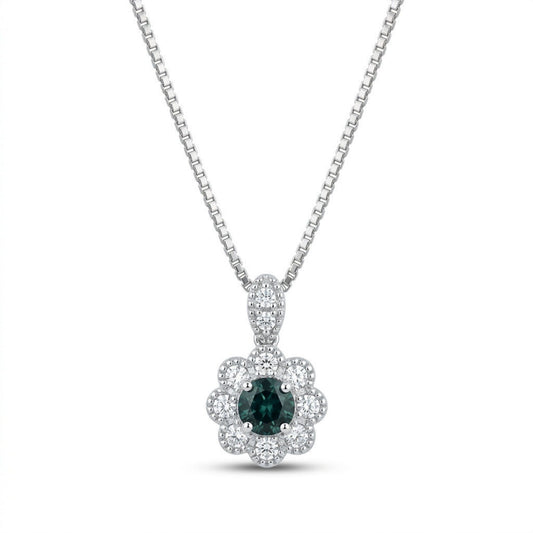 Platinum 0.36ct Round Private Collection Brazilian Alexandrite 0.36cttw White Diamonds Necklace