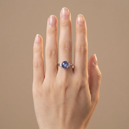 Platinum 4.72ct Oval Star Sapphire 0.25cttw White Diamonds Ring