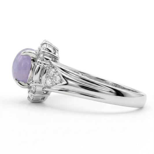 Platinum 2.65ct Oval Star Sapphire 0.57cttw White Diamonds Ring