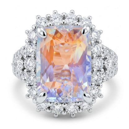 14K 4.25ct Cushion Moonstone 1.42cttw VS White Diamonds Ring