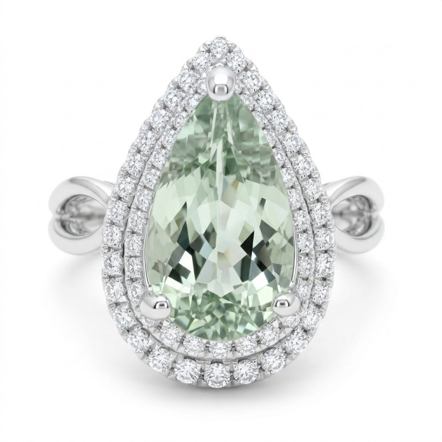18K 2.72ct Pear Shape Congo Tourmaline 0.40cttw White Diamonds Ring