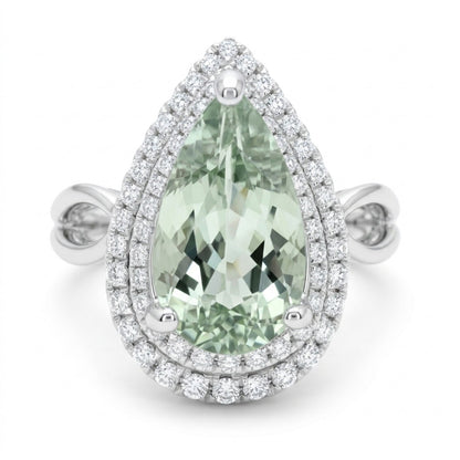 18K 2.72ct Pear Shape Congo Tourmaline 0.40cttw White Diamonds Ring