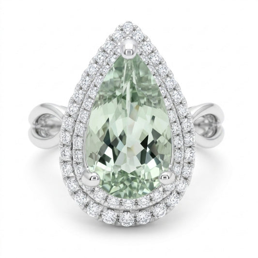 18K 2.72ct Pear Shape Congo Tourmaline 0.40cttw White Diamonds Ring