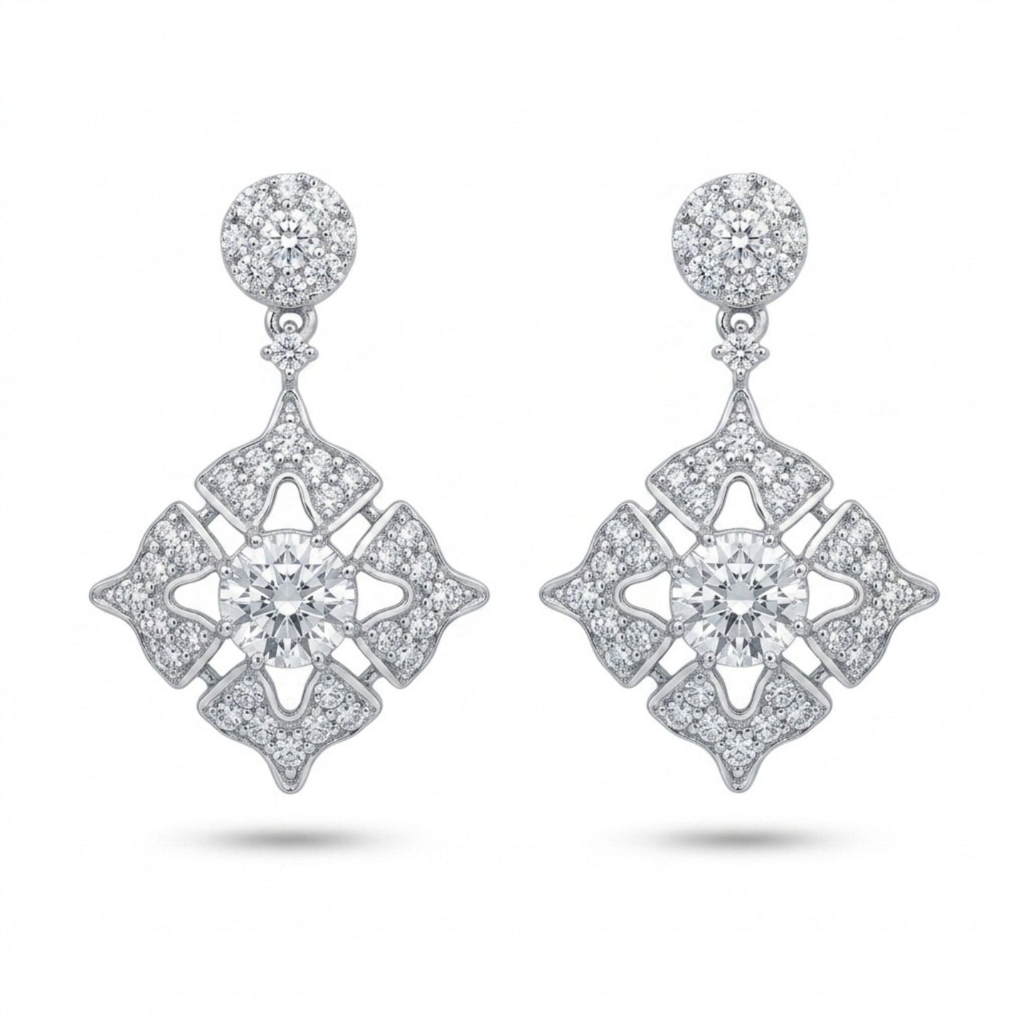 18K 1.12cttw Round White Diamond Drop Earrings