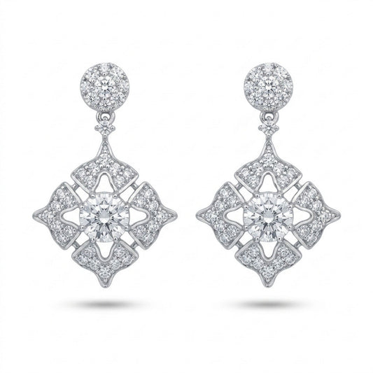18K 1.12cttw Round White Diamond Drop Earrings