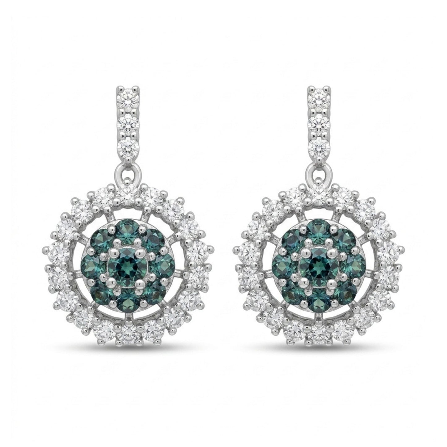 Platinum 0.40cttw Round Alexandrite 0.56cttw White Diamonds Drop Earrings